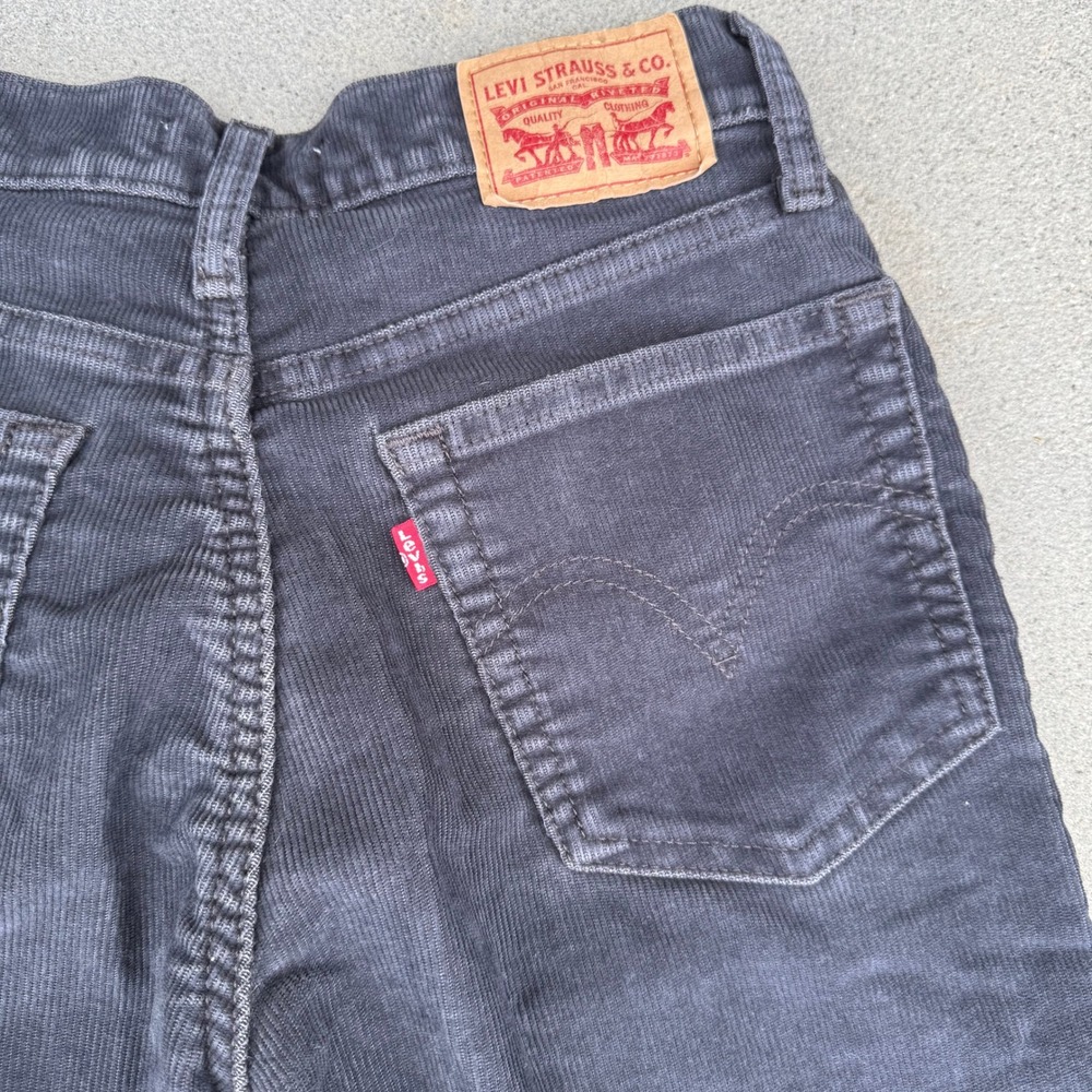 Levi's Wedgie Straight Corduroy Pants Charcoal Gray Button Fly Women 25